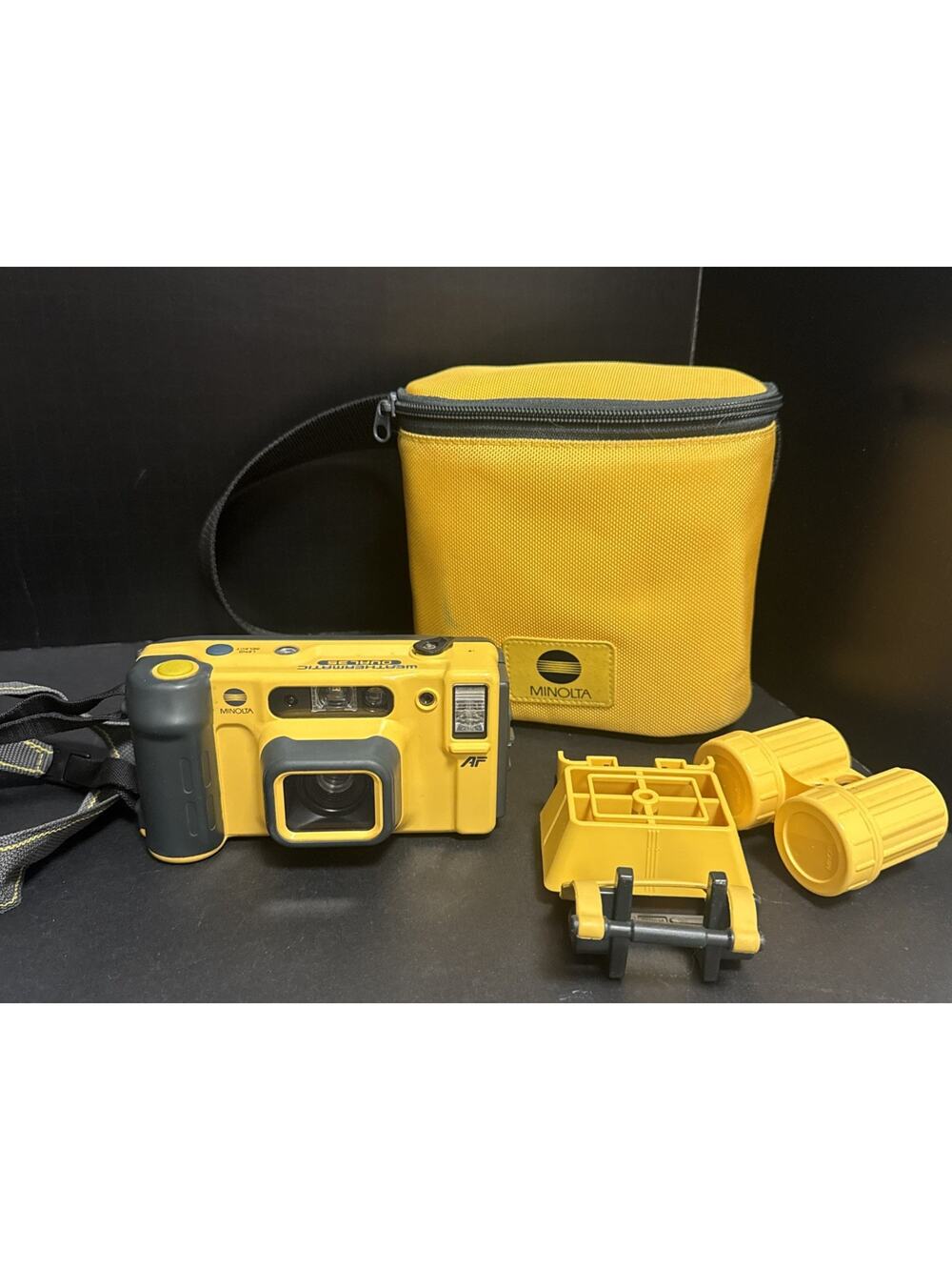 Minolta Weathermatic Dual 35mm Film Camera Underwater Case Strap Film Case Video